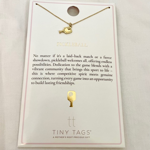 Tiny Tags Jewelry - Tiny Tags Pickleball Paddle Pendant Necklace Gold Tone Sports Jewelry New